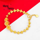 24K Vietnamese Sand Star Round Belly Bangle Natural Bracelets