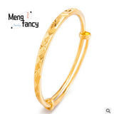 24K Vietnamese Sand Star Round Belly Bangle Bracelet for Women