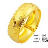 Vintage Double Happiness Phoenix Dragon Wide Bangle