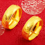 Vintage Double Happiness Phoenix Dragon Wide Bangle