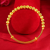 24K Yellow Bead Bracelet for Women, Buckle Bangle Jewelry Gift