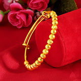 24K Yellow Bead Bracelet for Women, Buckle Bangle Jewelry Gift