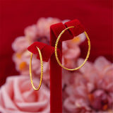 24K Yellow Hoop Earrings For Women 40mm Big Circle Round Ear Cuff