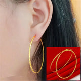 24K Yellow Hoop Earrings For Women 40mm Big Circle Round Ear Cuff