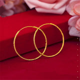 24K Yellow Hoop Earrings For Women 40mm Big Circle Round Ear Cuff