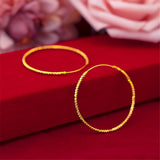 24K Yellow Hoop Earrings For Women 40mm Big Circle Round Ear Cuff