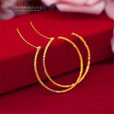 24K Yellow Hoop Earrings For Women 40mm Big Circle Round Ear Cuff