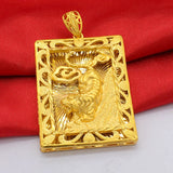24K Yellow Men's Tiger Pendant Plated Necklace Chain Pendants Father Jewelry