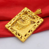 24K Yellow Men's Tiger Pendant Plated Necklace Chain Pendants Father Jewelry