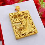 24K Yellow Men's Tiger Pendant Plated Necklace Chain Pendants Father Jewelry
