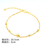 24K Yellow Solid Cat Eye Glitter Bead Bracelet for Women