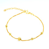 24K Yellow Solid Cat Eye Glitter Bead Bracelet for Women