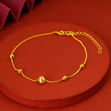 24K Yellow Solid Cat Eye Glitter Bead Bracelet for Women