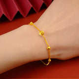 24K Yellow Solid Cat Eye Glitter Bead Bracelet for Women
