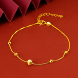 24K Yellow Solid Cat Eye Glitter Bead Bracelet for Women
