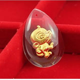 24K Yellow & Crystal Pendant Lucky Chinese Zodiac Cartoon 30*20mm