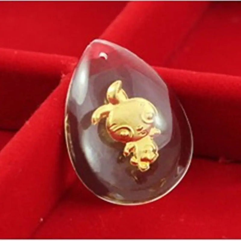 24K Yellow & Crystal Pendant Lucky Chinese Zodiac Cartoon 30*20mm