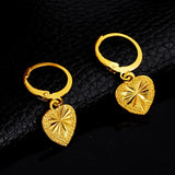 Romantic Heart Drop Earring 24K Yellow Gold Women's Jewelry