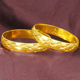 24K Yellow Plated Bracelet Bangle for Women 15mm Happiness Gypsophila