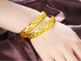 24K Yellow Plated Bracelet Bangle for Women 15mm Happiness Gypsophila
