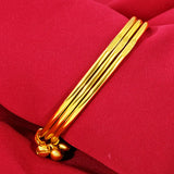 24K Yellow Plated Coil Wedding Bracelet Bangle for Women
