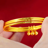 24K Yellow Plated Coil Wedding Bracelet Bangle for Women