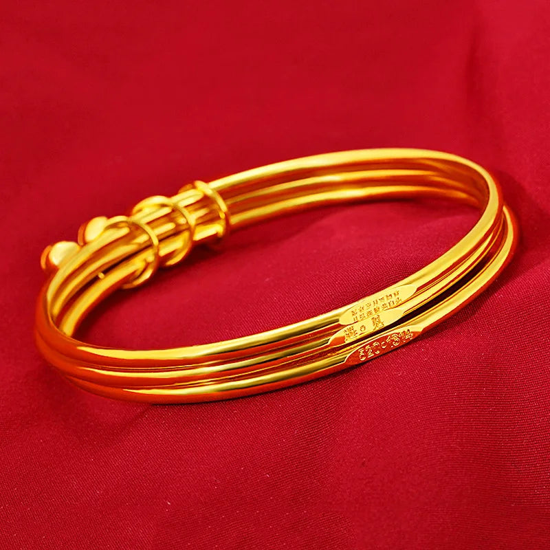 24K Yellow Plated Coil Wedding Bracelet Bangle for Women