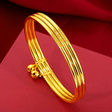 24K Yellow Plated Coil Wedding Bracelet Bangle for Women