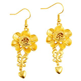 24K Yellow Plated Tassel Earrings Bridal Sand Boho Stud Jewelry