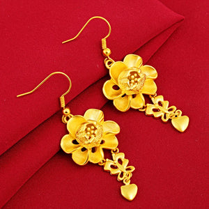 24K Yellow Plated Tassel Earrings Bridal Sand Boho Stud Jewelry