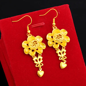 24K Yellow Plated Tassel Earrings Bridal Sand Boho Stud Jewelry