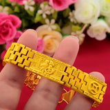 24K Yellow Plated Widened Watch Chain Bracelet for Men Dad Father