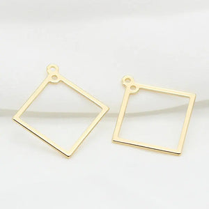14K Brass Rhombus Shape Closed Rings Connect Rings Jewelry Making Supplies