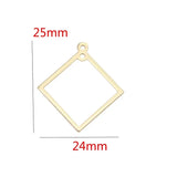 14K Brass Rhombus Shape Closed Rings Connect Rings Jewelry Making Supplies