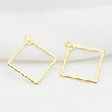 14K Brass Rhombus Shape Closed Rings Connect Rings Jewelry Making Supplies