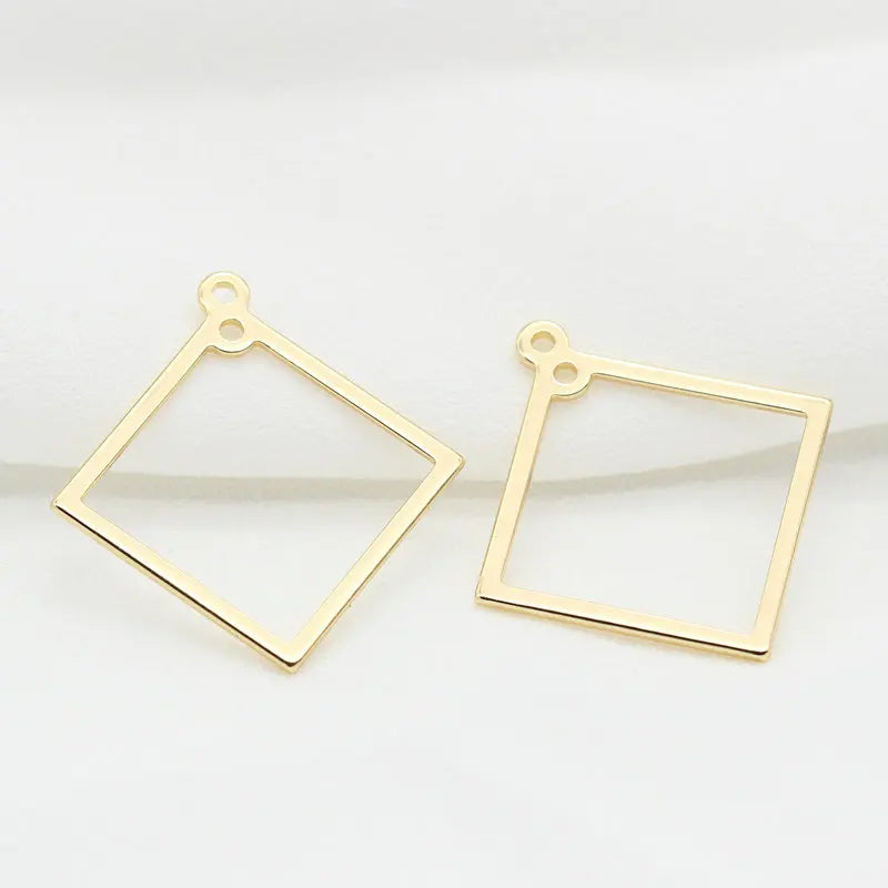 14K Brass Rhombus Shape Closed Rings Connect Rings Jewelry Making Supplies