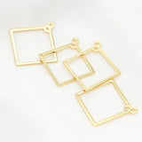 14K Brass Rhombus Shape Closed Rings Connect Rings Jewelry Making Supplies