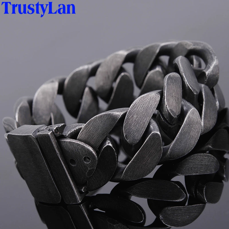 24MM Friendship Mens Bracelet Stainless Steel Man With Belt Buckle Chain