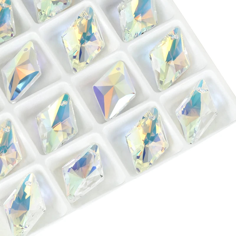 24PCS 19mm Rhombus Beads Crystal Pendant Glass Austria Charms Rhinestones Beads
