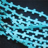 24PCS Turqouise Stone Loose DIY Beads Cross Shape 12X16MM