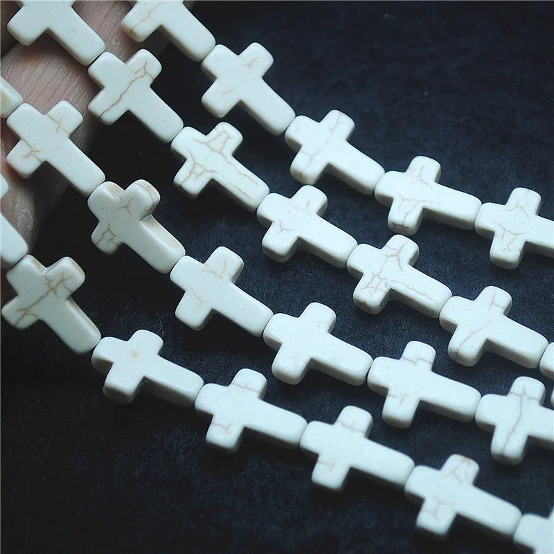 24PCS Turqouise Stone Loose DIY Beads Cross Shape 12X16MM