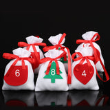 24PCS Christmas Advent Calendar Countdown Bag Sack Hanging Gift Pouch