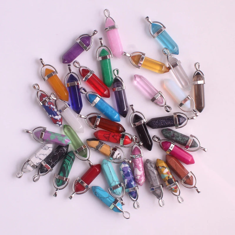 24PCS Chakra Pendant Crystal Necklace for Jewelry Making