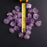 24PCS Women Amethysts Beads Pendant Natural Stone Purple Crystal Quartz Necklace