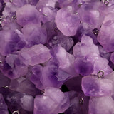 24PCS Women Amethysts Beads Pendant Natural Stone Purple Crystal Quartz Necklace