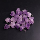 24PCS Women Amethysts Beads Pendant Natural Stone Purple Crystal Quartz Necklace