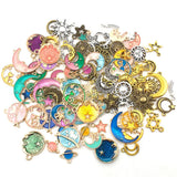 24PCS Alloy Enamel Moon Star Charm DIY Jewelry Making Earring Necklace Brace