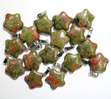 24PCS Natural Stone Star Necklace Pendant for DIY Jewelry Making