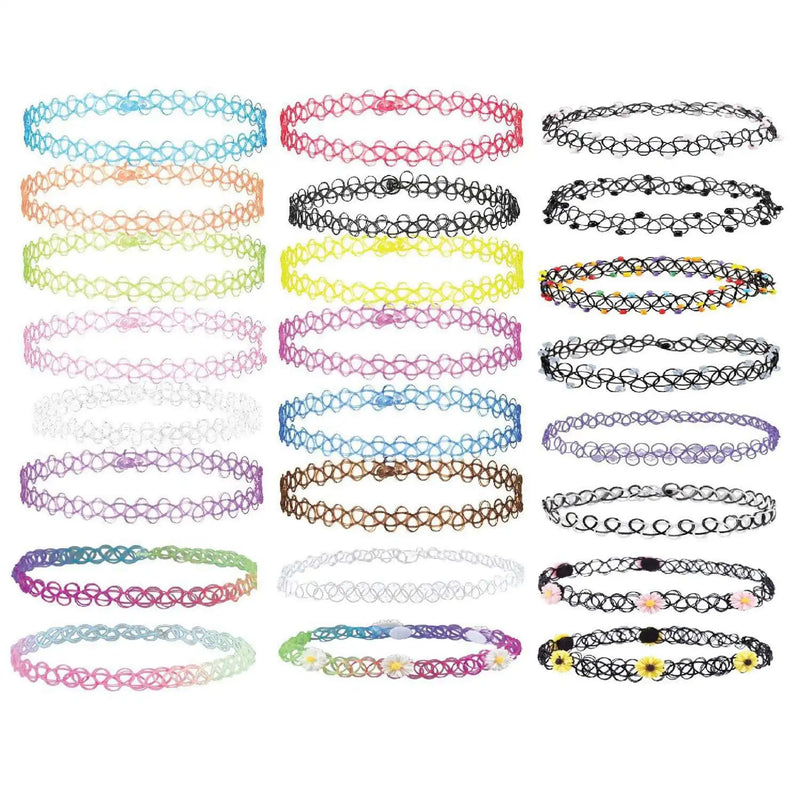 24PCS Gothic Henna Tattoo Stretch Elastic Plastic Jewelry Value Pack