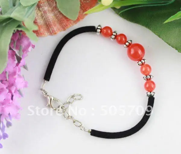 24PCS Red Glass Velvet Kids Bracelet #21583